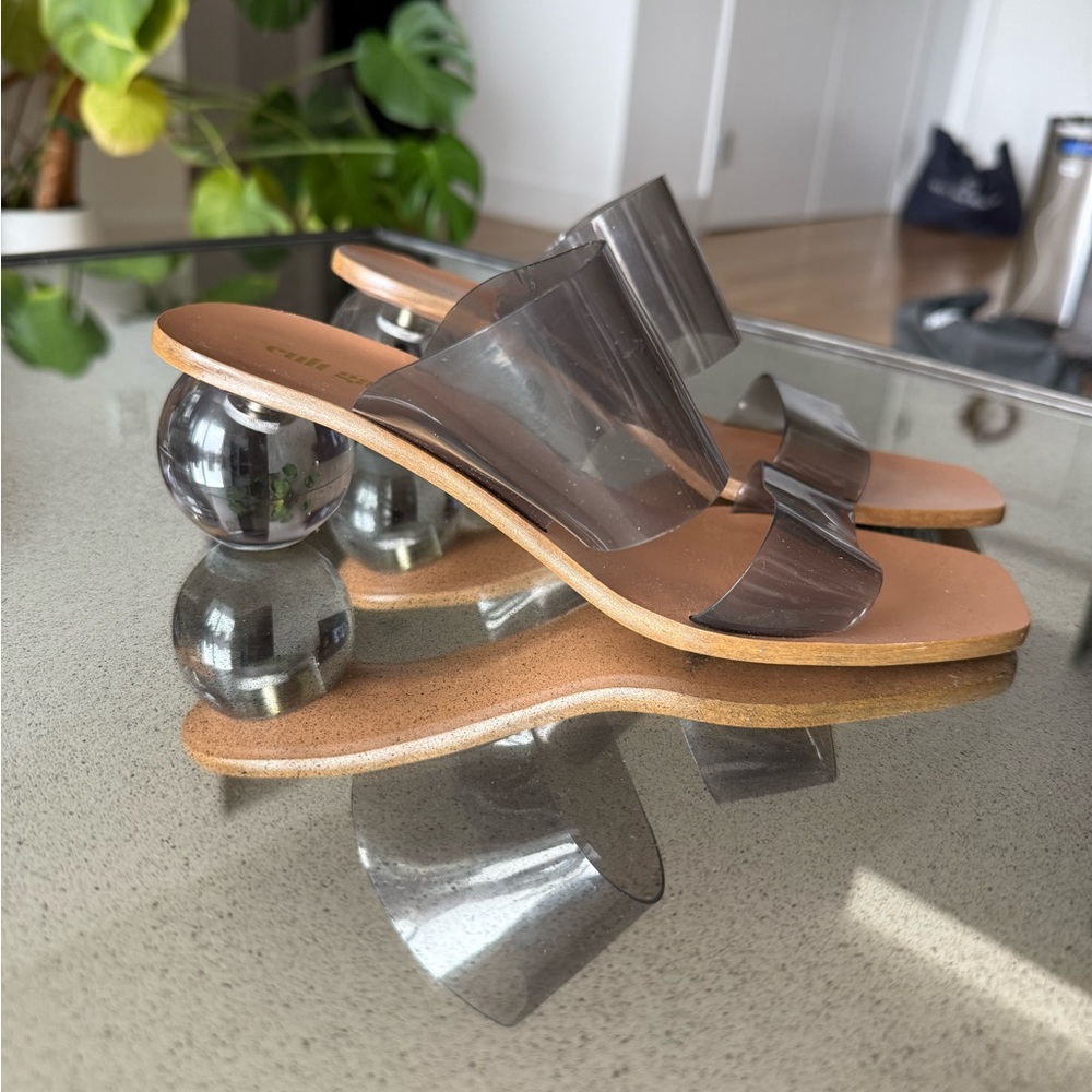 Cult Gaia Gray Slide Sandals with Round Heel